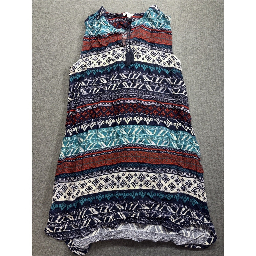 Beach Lunch Lounge women's dress with a blue, red, and white patterned print XL